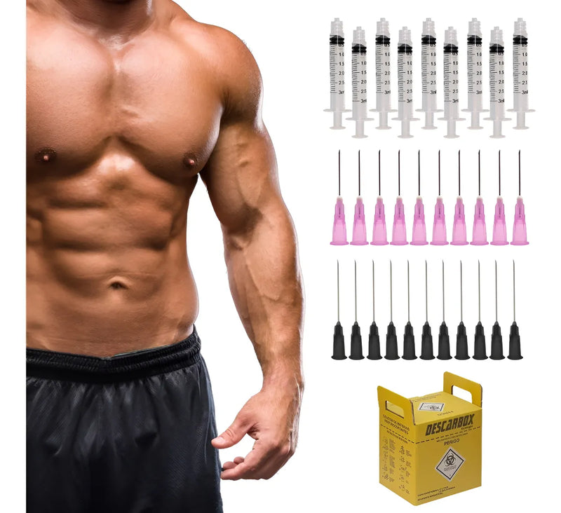 Kit Reposição Hormonal Agulha E Seringa Com Descarte Seguro 3 Ml